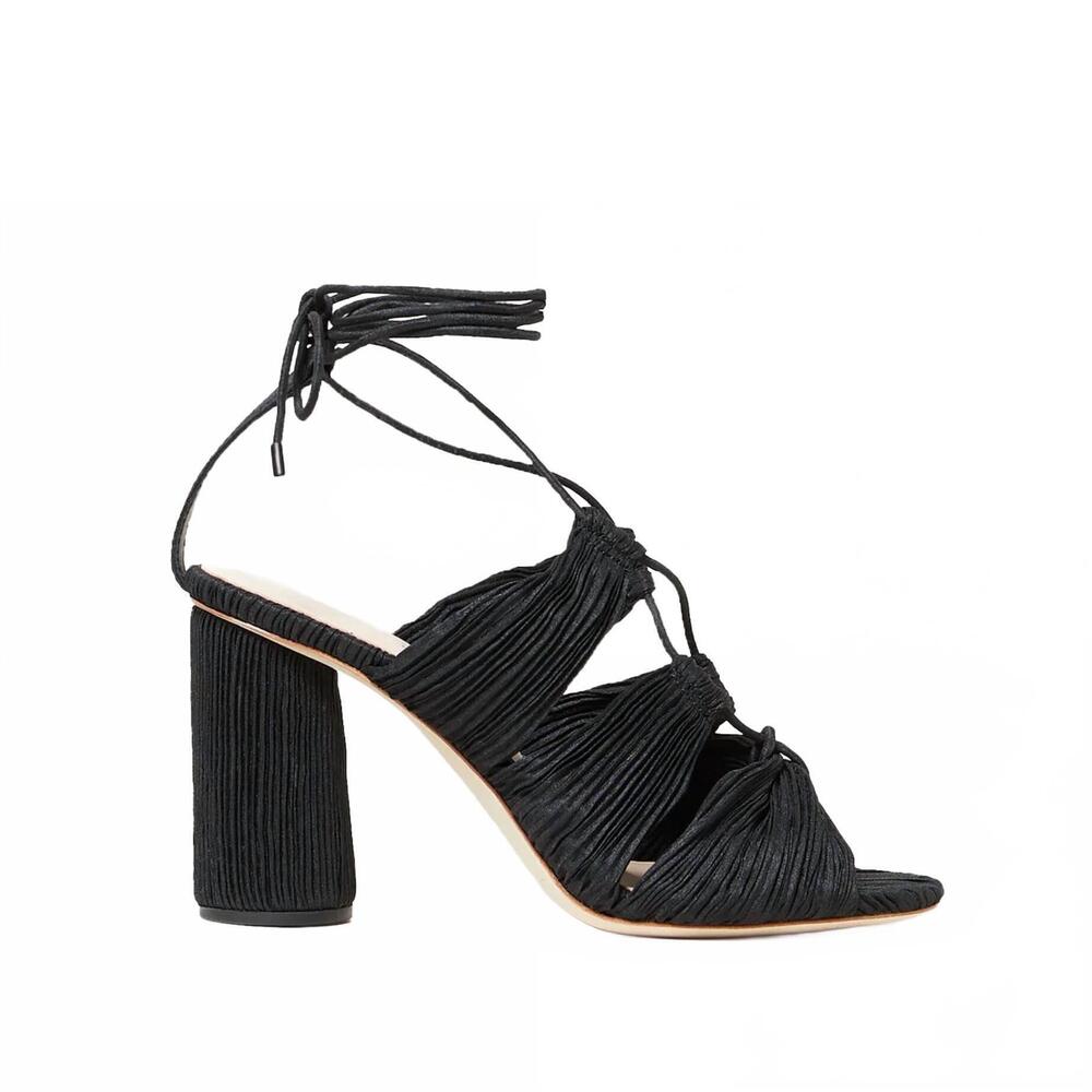 NEW LOEFFLER RANDALL women's teresa pleated lace up sandal in black - Picture 3 of 3